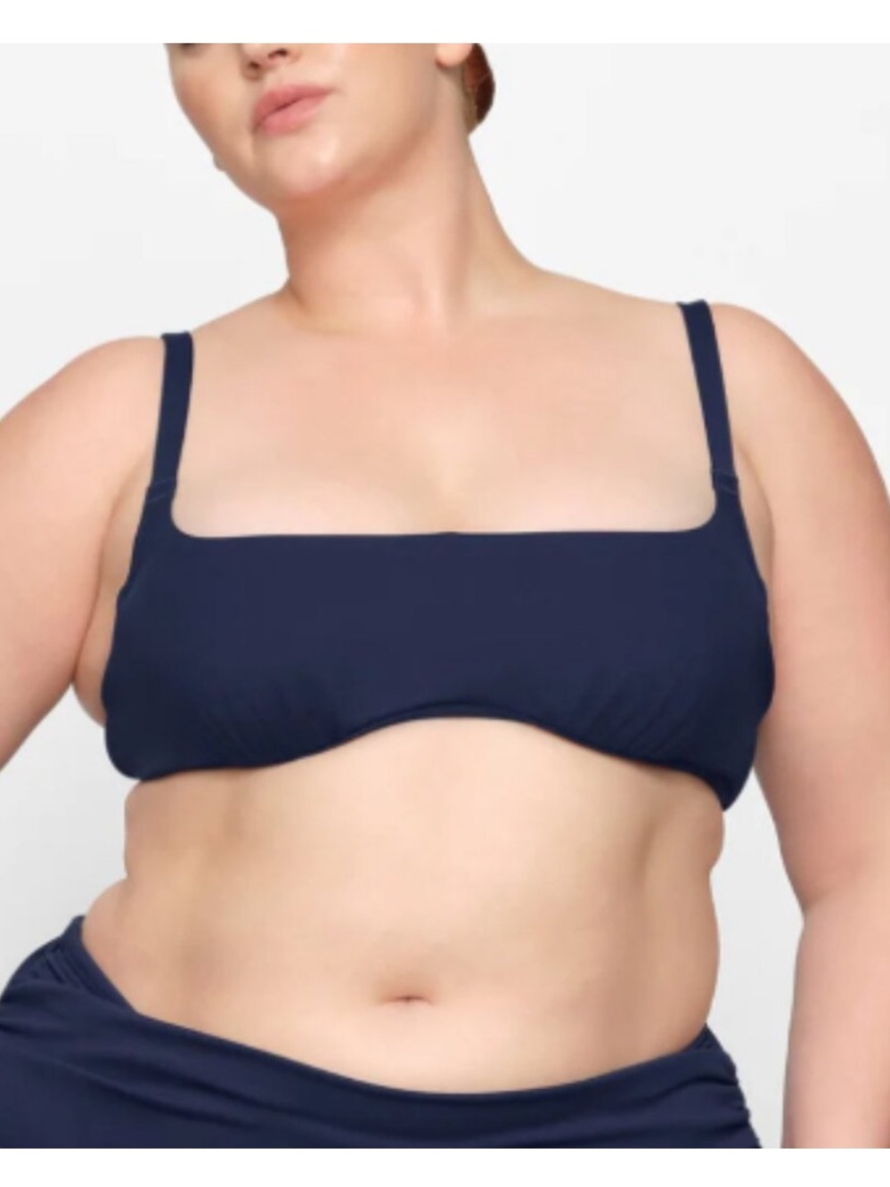 SKIMS Sculpting Swim Ruched Lined Wired Bikini Top in Midnight Size XS NWOT